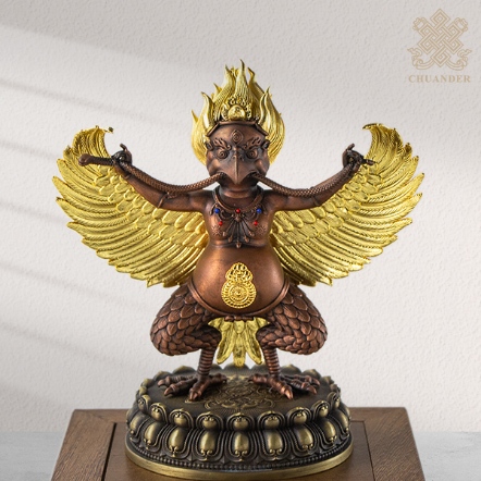 大鵬金翅鳥-金古紅銅三色精雕