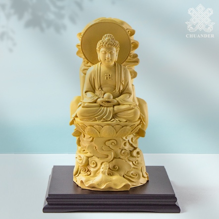 6寸石岩釋迦佛-仿木