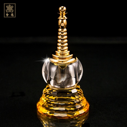 舍利塔-金黃色-金頂-水晶玻璃（共二款）