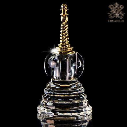 舍利塔-白色-金頂-水晶玻璃（共二款）