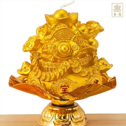 聚寶盆蠟燭-石蠟-附金盤