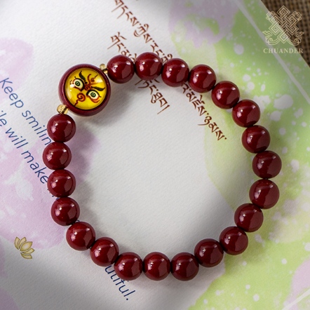 手串-硃砂8mm+黃財神