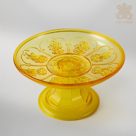 塑膠果盤-八吉祥浮雕-高腳-組合式（共三款）