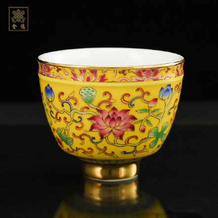 供水杯-黃琺瑯-彩瓷