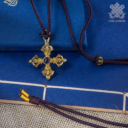 投影石項鍊-五鈷十字杵-六臂大黑天