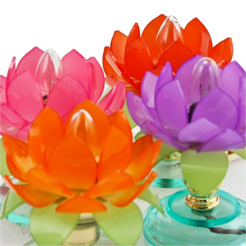 壓克力蓮花燈-一對-紅色