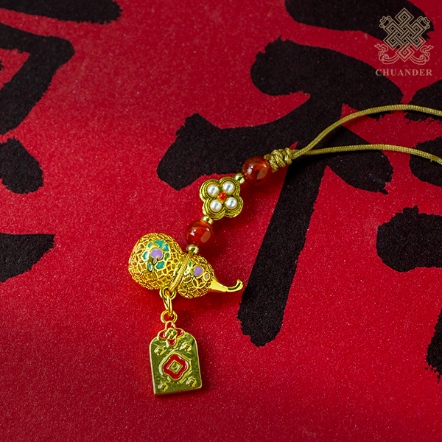 銅沙金吊飾-開運葫蘆