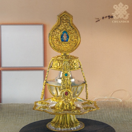 長壽寶瓶-精雕八吉祥-鎏金銀色