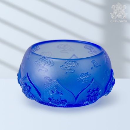 香爐-藍琉璃-蓮花瓣八吉祥