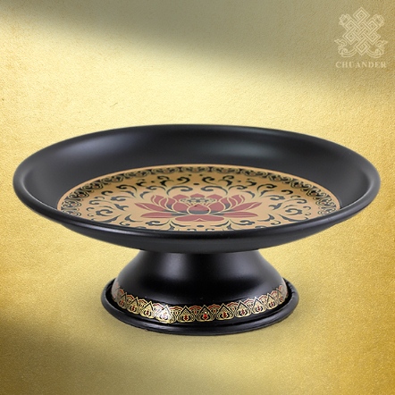 果盤-高腳-黑金唐紋蓮花-仿古色（共四款）