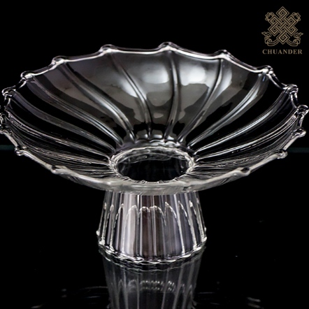 果盤-高腳-輕薄玻璃-條紋盤