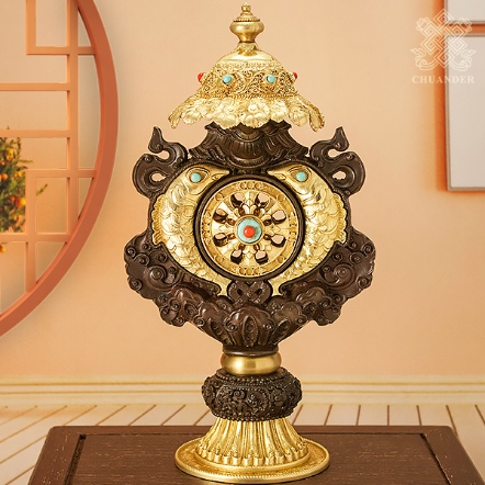 八吉祥總集-雙面立體精雕-仿古色-合金-24cm