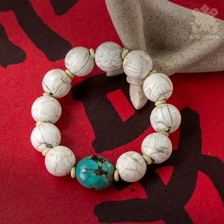 手串-綠松石+老硨磲珠15mm