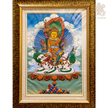 佛繡-財寶天王裱框