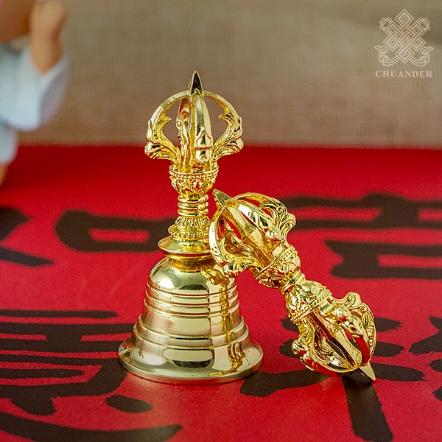 五鈷鈴杵7.5cm-黃銅鎏金