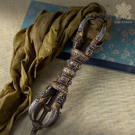 五鈷杵-鐵製仿古-精工點鎏金