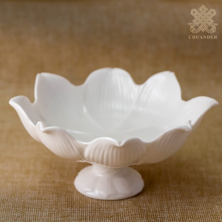 果盤-蓮花紋理-白瓷（共二款）