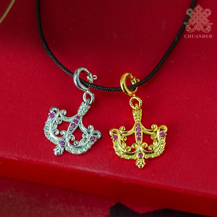 純銀墜飾-作明佛母花箭鑲鑽（共二色）