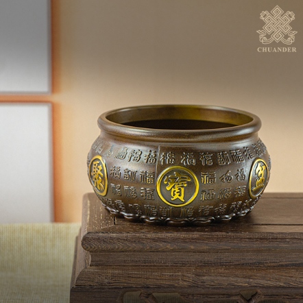 百福聚寶盆-銅-仿古色