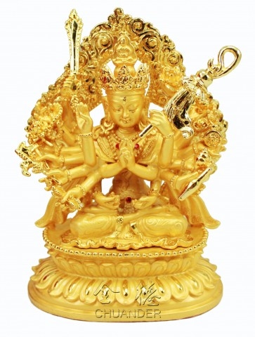 小佛像-新-準提佛母-鍍K金-可裝臟