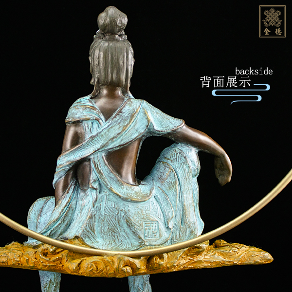 子問,子問銅雕,子問限量原創銅雕-水月觀音