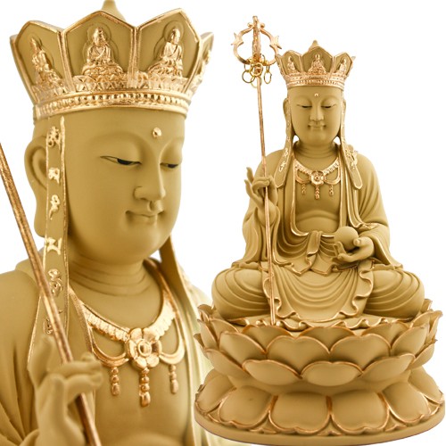 地藏菩薩,地藏坐姿-蓮花座-石金-8寸8