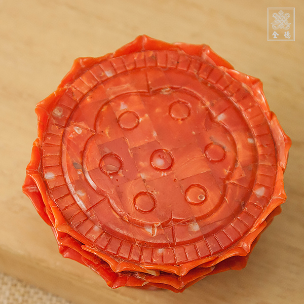 蓮花座-珊瑚貼片-7cm