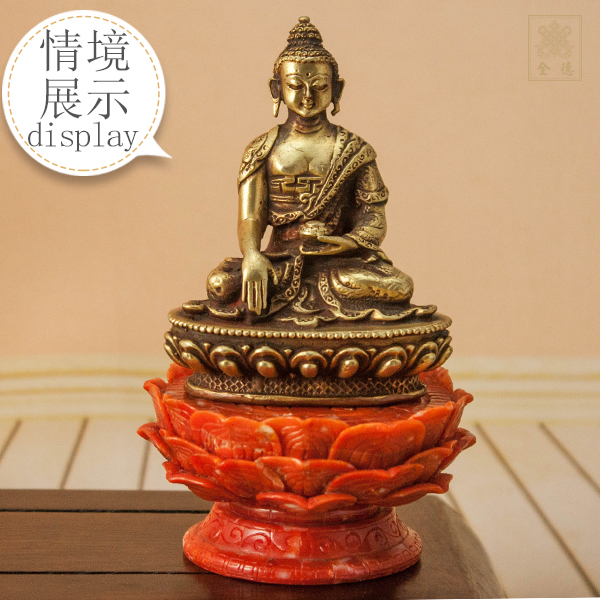 蓮花座-珊瑚貼片-7cm