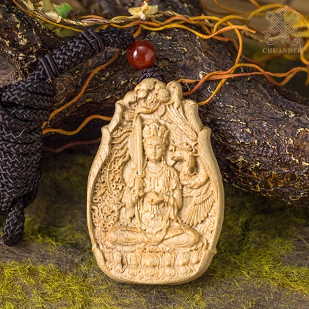 佛牌項鍊-沉木雕件-文殊菩薩