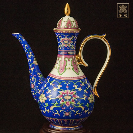 敬茶壺-琺瑯彩瓷-藍色