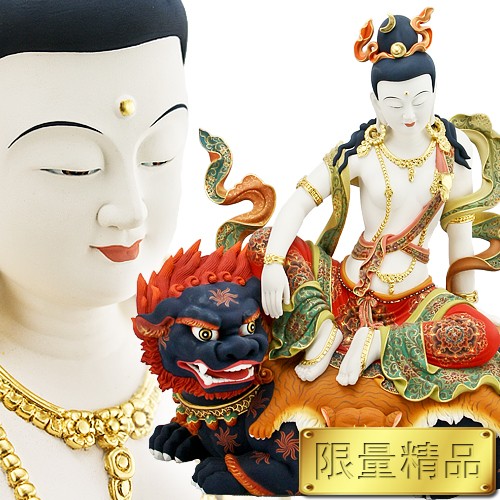 獅吼觀音-樟木極彩-44cm