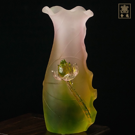 琉璃粉青蓮花瓶-21cm
