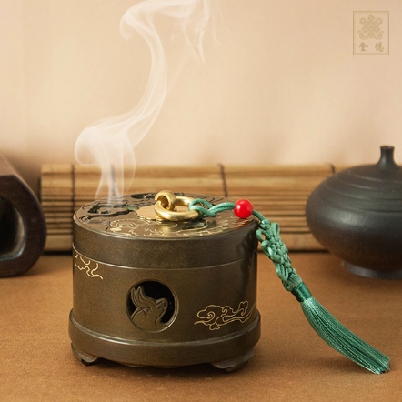 仿古銅爐-三陽開泰-附流蘇中國結