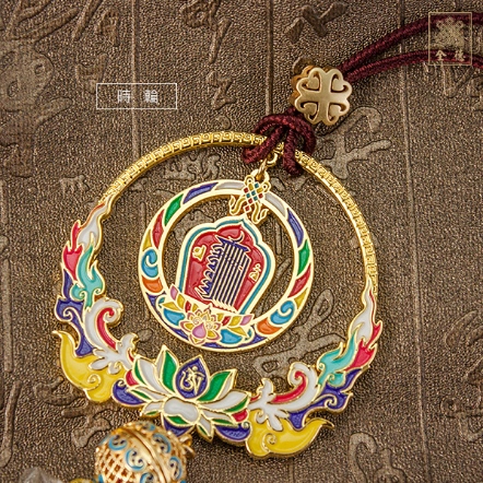 流蘇香球吊飾-蓮花圓框-時輪咒牌