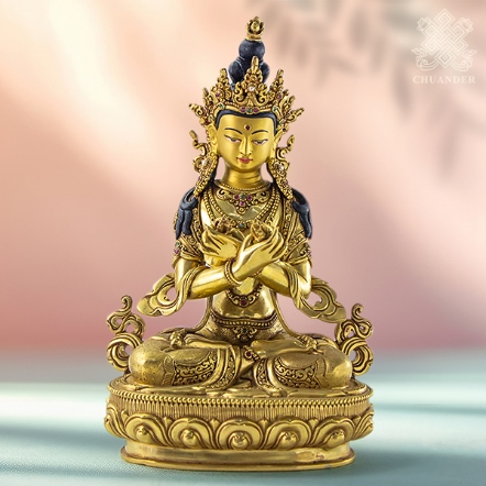 【釋迦族精品佛像】金剛總持-全鎏金鑲寶石-22cm