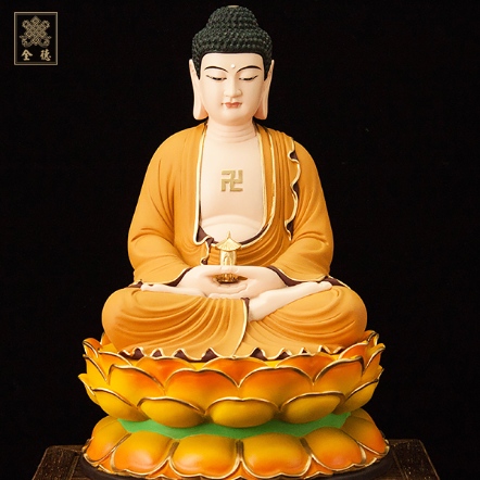 藥師佛-蓮花座-彩繪-8寸8