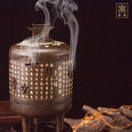 仿古銅爐-心經+牌樓上蓋-三足高腳