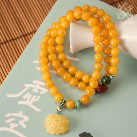 手鍊-三圈式-蜜蠟8mm+配飾