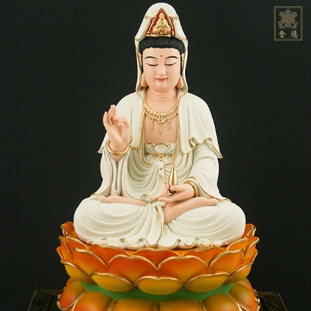 觀音-蓮花座-彩繪-8吋