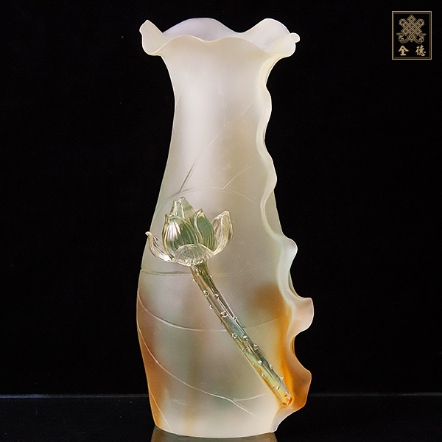 琉璃白金蓮花瓶-21cm