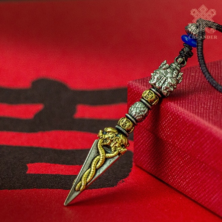 項鍊-雙色銅-三面普巴杵-精雕