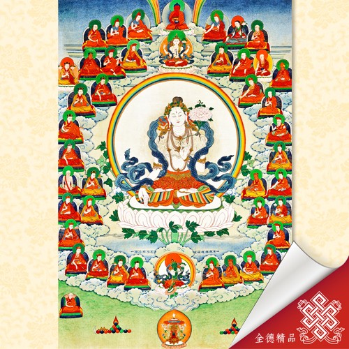 噶舉傳承祖師 白度母 06-090 唐卡畫心