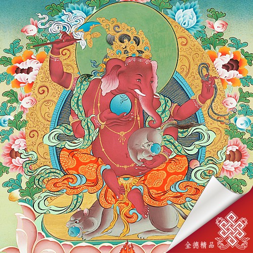 象鼻財神-唐卡畫心