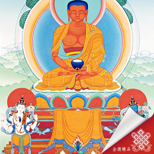 西方三聖,阿彌陀佛聖眾圖,唐卡