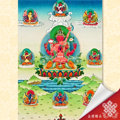 四臂紅觀音,06-134,唐卡,畫布