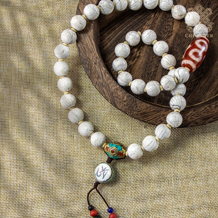 提珠-老硨磲15mm+三眼新天珠