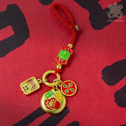 繩編吊飾-六字佛牌-銅沙金