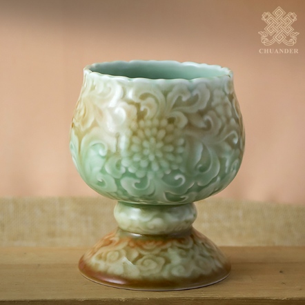 供碗-青染蓮燈-特大-高腳