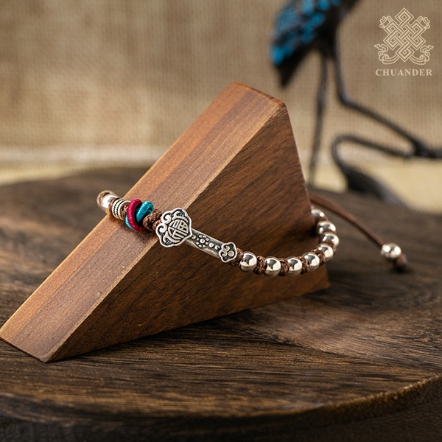 純銀手鍊-銀如意+銀珠