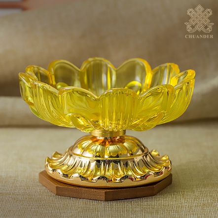 供盤-高腳-黃色玻璃合金（共二款）